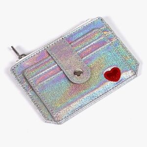 Holographic Card Holder with Red Heart Accent